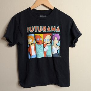 Futurama Graphic T Shirt Womens Medium‎ Black Fry Leela Professor Cartoon